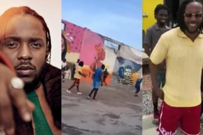 Kendrick Lamar spotted playing football with youths in Ghana (Video)