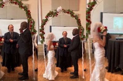 Drama as man interrupts his wedding, plays video of bride cheating with another man (Video)
