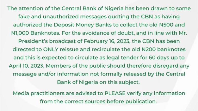 Breaking News:CBN Denies Giving Banks Instructions On RecollectionOf old Notes.